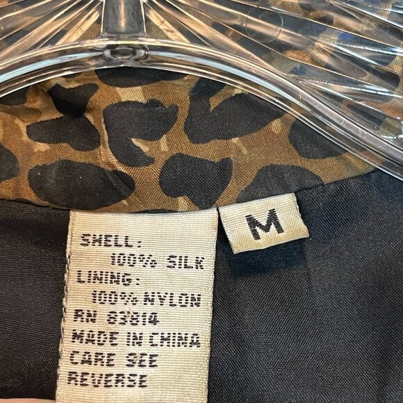Vtg FUDA Women Animal Leopard Cheetah Silk Bomber Full Zip Structured Jacket M - Picture 8 of 12